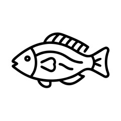 wrasse icon, fish line art, fish vector - simple black line art icon of wrasse perfect for logos, and fish-themed designs.