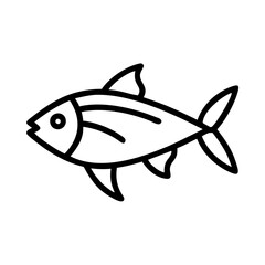 yellowtail icon, fish line art, fish vector - simple black line art icon of yellowtail perfect for logos, and fish-themed designs.