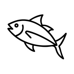 albacore tuna icon, fish line art, fish vector - simple black line art icon of albacore tuna perfect for logos, and fish-themed designs.