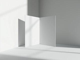 Brochure, magazine, book or catalog mock up isolated on soft gray background. 3D illustrating