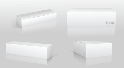 Set of Super Realistic White Box Mockup illustration Design isolated 