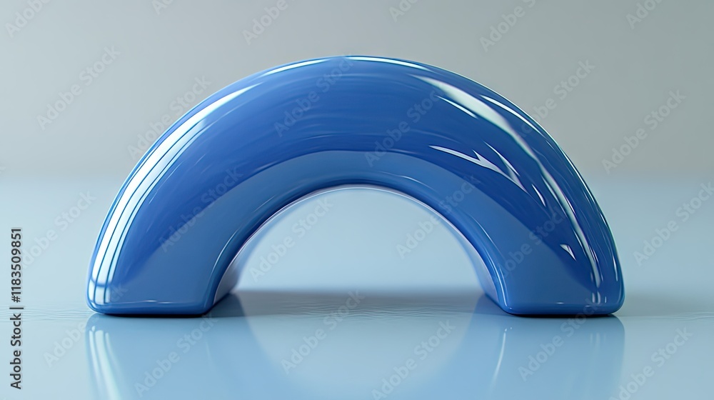 Poster abstract 3d rendering of a glossy blue arc shape