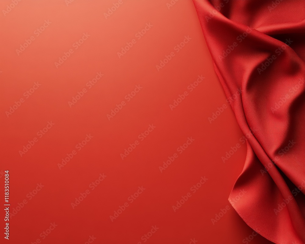 Poster vibrant flowing red fabric on monochrome background with abstract texture