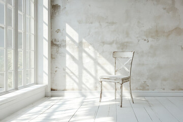 アンティークな白い部屋の白い椅子