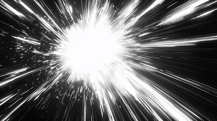 Bright white light explosion on black background.