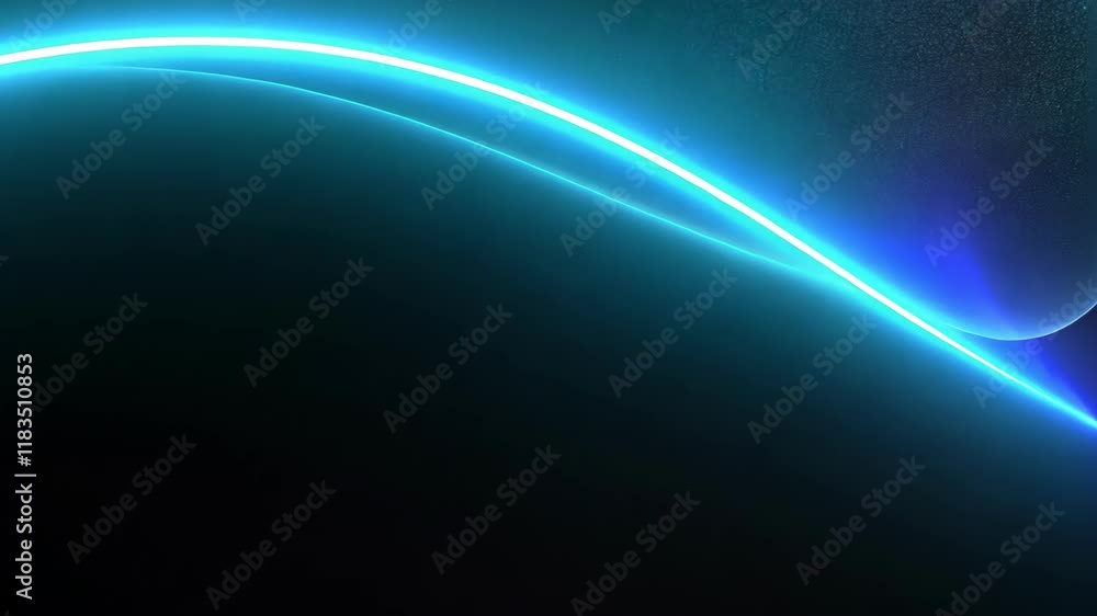 Aufkleber dynamic visual of glowing light wave in vibrant blue creating an abstract, serene atmosphere with sm