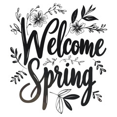 Obraz premium Illustration welcome spring black vector