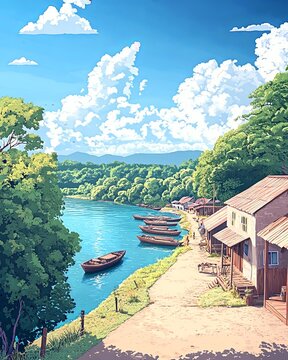 Mongala Democratic republic of the congo Travel Poster Flat Illustration Print Decor Gift Canvas Wall Art Gift