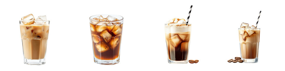 Ice coffee isolated on a white background. Collection Png.