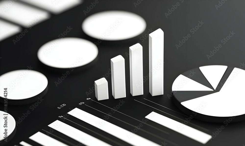Poster Dynamic visualization of interconnected data charts, showcasing trends and patterns through overlapping layers, enhancing analytical insights.