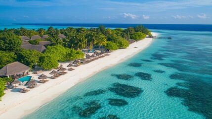 Fototapeta premium Spectacular drone photo of beach for refreshing and calmness concept - ai