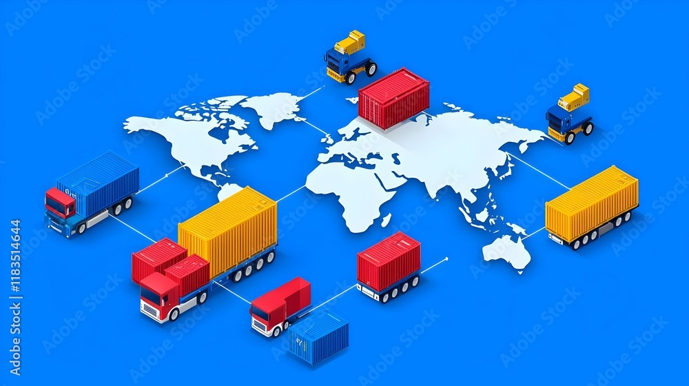 Poster global supply chain interaction, a dynamic web illustrating interconnected networks facilitating int