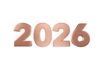 3D Illustration, Gold font 2026 background new year , Surface or metallic  rose gold