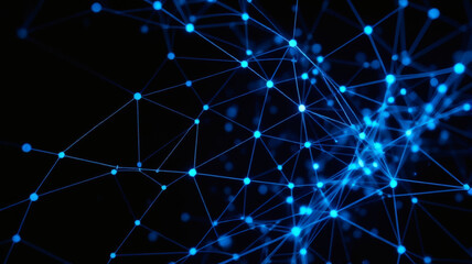 Artificial Intelligence Networks. A set of gold connections fills the dark background, representing digital networks and data transfer