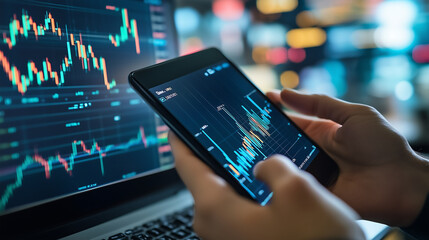 A futuristic digital scene showing a hand holding a tablet and a digital PC overlaid on an electronic circuit board, representing technology and engineering advancements