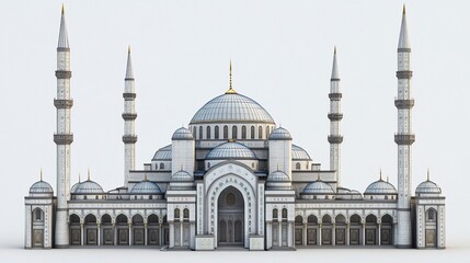 Fototapeta premium Magnificent Mosque 3D Render: Architectural Marvel