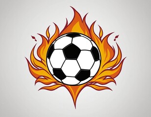 Fototapeta premium Soccer Ball on Fire Illustration: Flaming Football, Sports Logo Design, Fiery Soccer Art, Athletic Branding, Burning Soccer Icon for Posters, T-Shirts, Ads, and Game Promotions. Ai generated image.