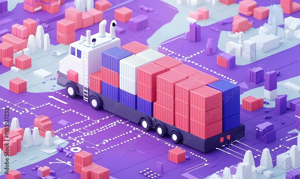 Aufkleber digital supply chain visualization, a detailed map showcasing interconnected components, illustratin