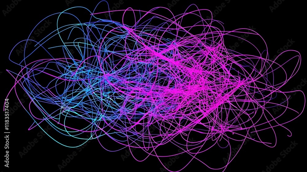 Poster digital visualization of an interconnected network, showcasing nodes and links that represent relati