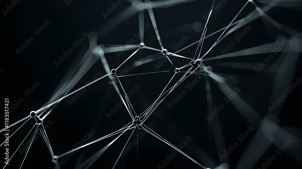 Poster digital network visualization, intricate connections and nodes illustrating complex interactions wit