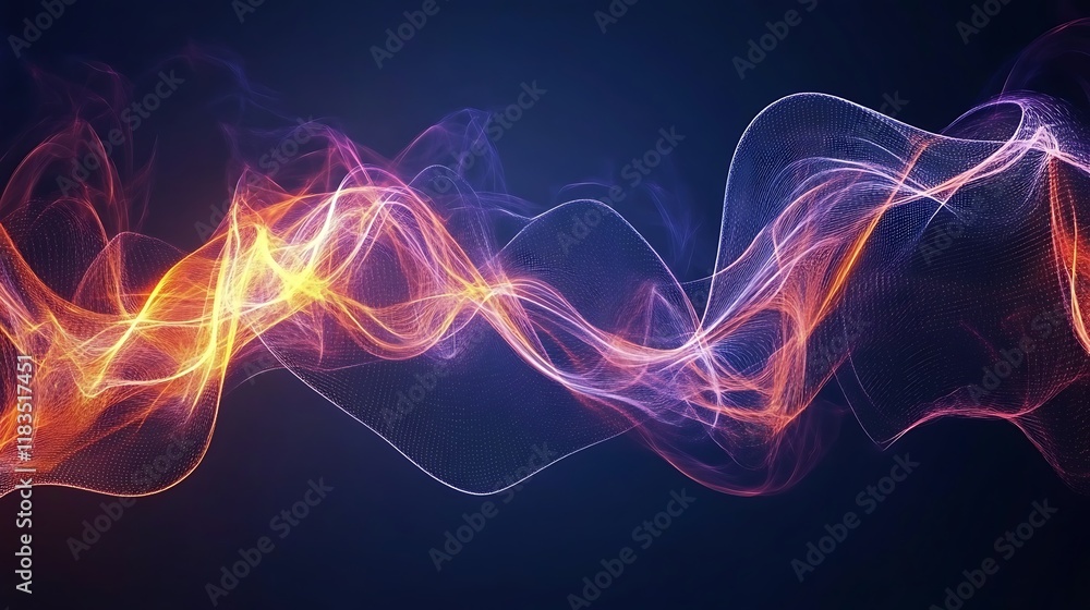 Poster abstract colorful energy waves flowing dynamically