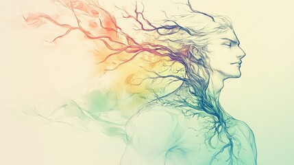 The Intertwined Soul: A Colorful Sketch of Nature's Embrace