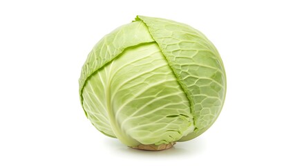 Fototapeta premium Fresh Green Cabbage Healthy Vegetable Organic Food Isolated on White
