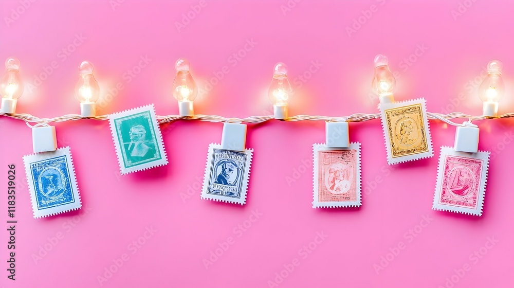 Poster twinkling strings of light, an enchanting overhead view showcasing a mesmerizing arrangement of lumi