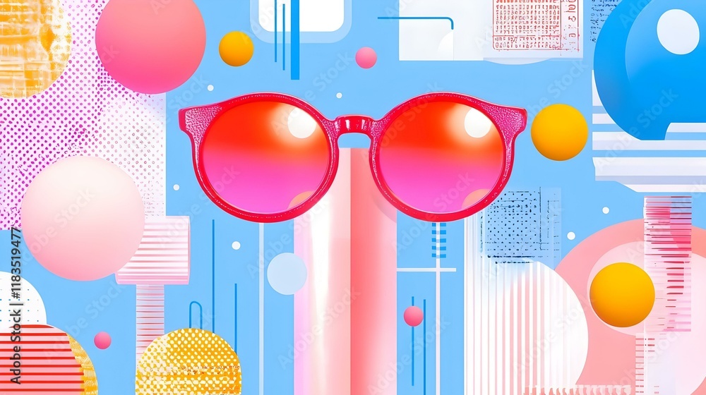 Poster twinkling lights and abstract patterns, a vibrant fusion of luminous shapes and dynamic colors creat