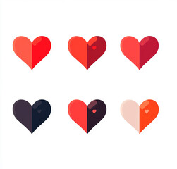 Red heart-shaped designs adorn a white background in a clean, clip art style. This simple yet elegant arrangement adds charm to Valentine's Day graphics.