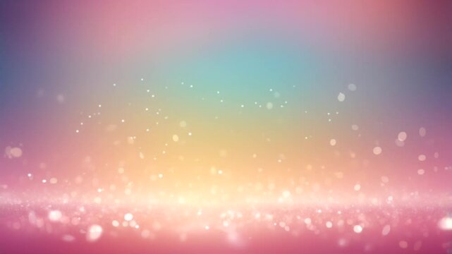 Glittering gradient background with hologram effect and magic lights. Holographic abstract fantasy backdrop with fairy sparkles, gold stars and festive blurs