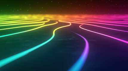 Gentle Luminescent Lines Weaving Through a Vibrant Abstract Background
