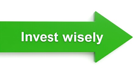 Invest Wisely - Green Arrow Symbolizing Financial Growth. The use of the green arrow symbolizes growth, progress, and positive outcomes, making it ideal for themes related to financial success.
