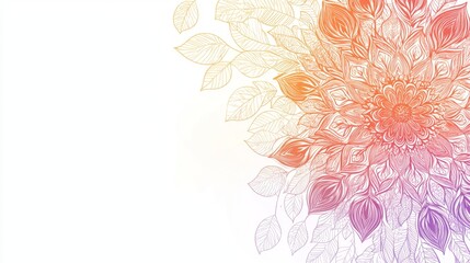 Gradient mandala pattern on white background with branding space