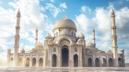 Fototapeta premium Majestic Mosque under a Serene Sky