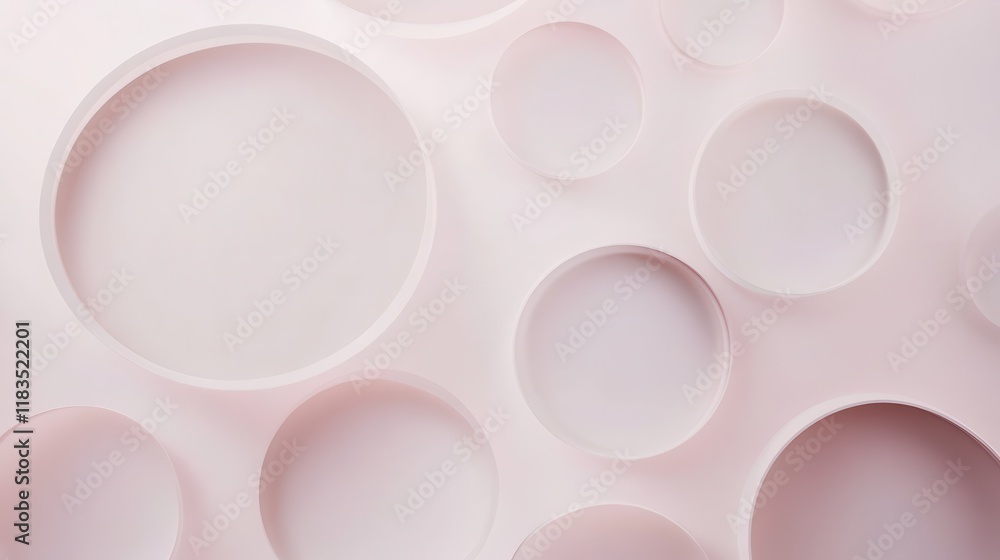 Poster soft minimalist abstract background with circular shapes in light tones