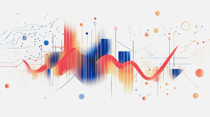 Abstract white background with Colorful charts and graphs with statistics to innovative analyze business potential and forecast future development of companies growth