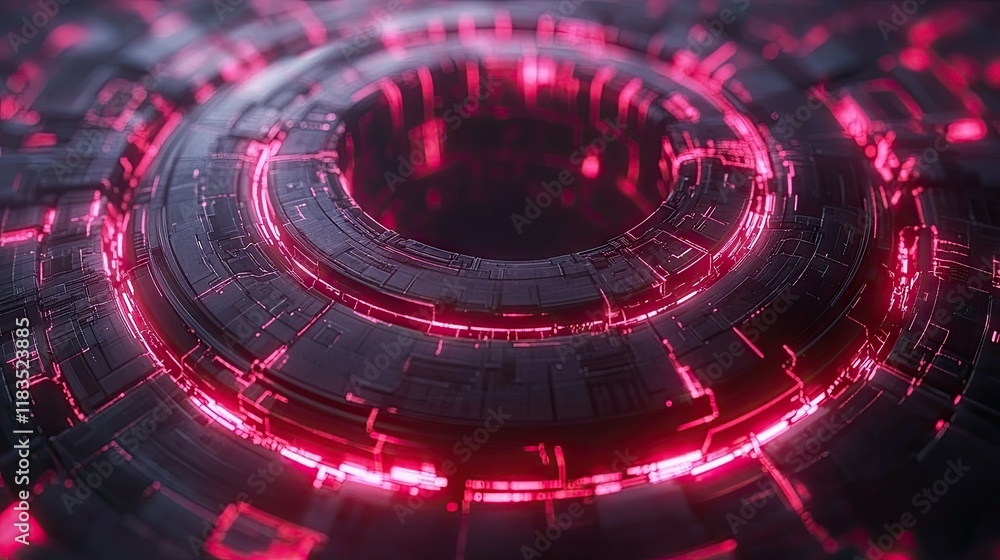 Canvas Prints abstract futuristic technology background with red glowing circuit ring