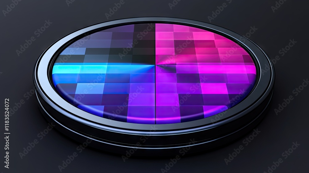 Poster abstract geometric color palette with metallic frame