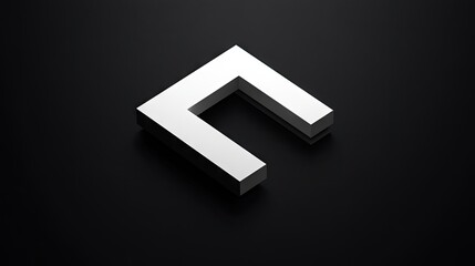 Abstract Geometric White Shape on Black Background
