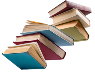 flying books isolated on white background, cutout