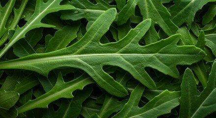 Fototapeta premium Fresh Green Arugula Leaves Salad Healthy Food Diet Greens