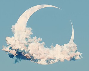 Celestial clouds embrace the crescent moon sky art daylight aesthetic dreamy viewpoint