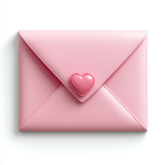 A pink envelope with a love letter icon sits against a white background in a cartoon style. The playful cutout design adds a cheerful, romantic vibe.