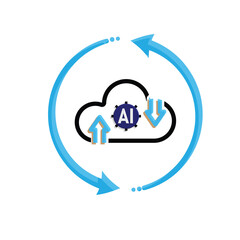 ai icon. Cloud Computing with arrow circle, icons include network, Download and Upload. for computers, technology. mixed design style. vector design template