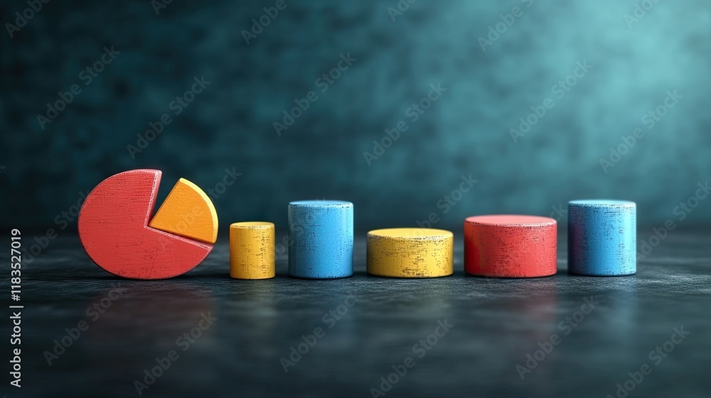 Aufkleber colorful 3d charts and graphs for business data visualization