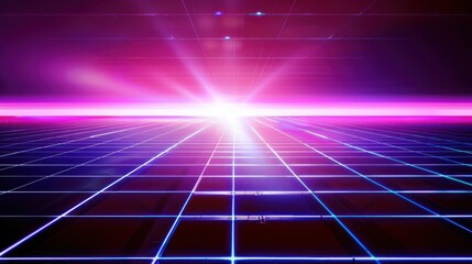 Neon Grid Horizon:  A Futuristic Digital Landscape