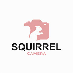 squirrel camera simple logo in negative space