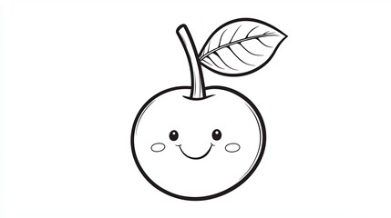 Obraz premium Happy Apple Coloring Page for Kids