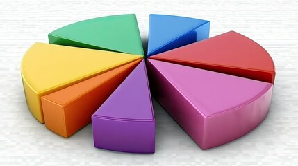 Obraz premium Colorful 3D Pie Chart Data Visualization